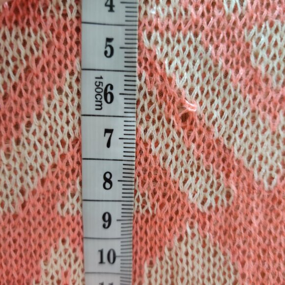 Miss Daisy S Coral Aztec Open Knit Cardigan Short Sleeve Boho Lightweight Layer - Picture 8 of 8